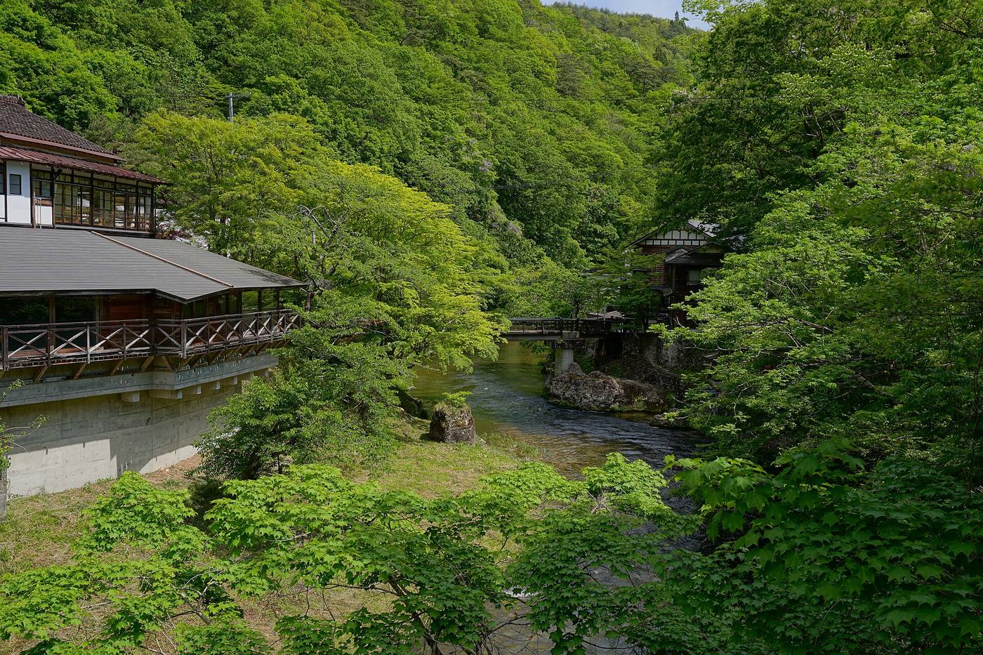 Toyosawa River beside Osawa Onsen in Hanamaki.